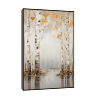 Birches submerged in forest lake - ArtDeco Canvas