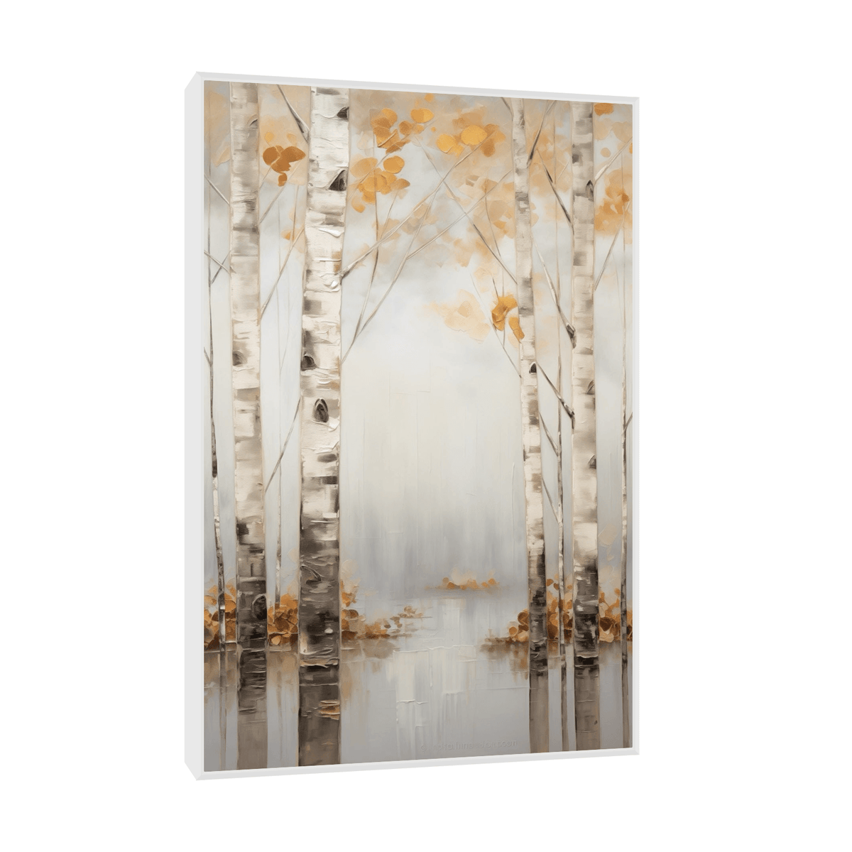 Birches submerged in forest lake - ArtDeco Canvas