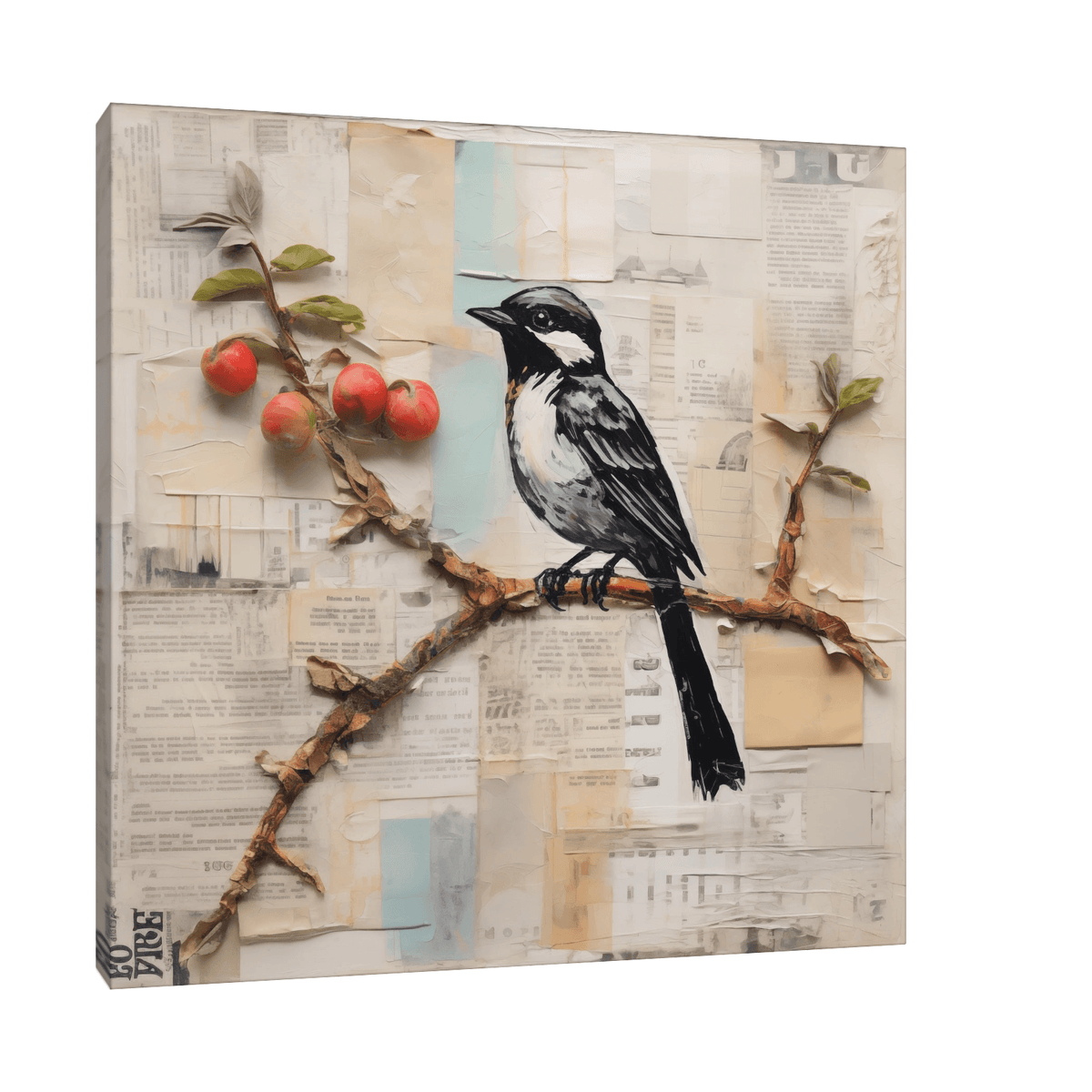 Bird on apple branch - ArtDeco Canvas