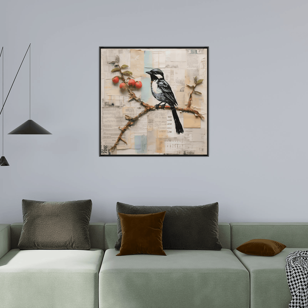 Bird on apple branch - ArtDeco Canvas