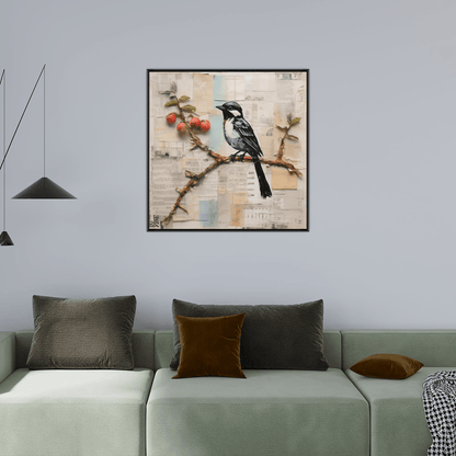 Bird on apple branch - ArtDeco Canvas