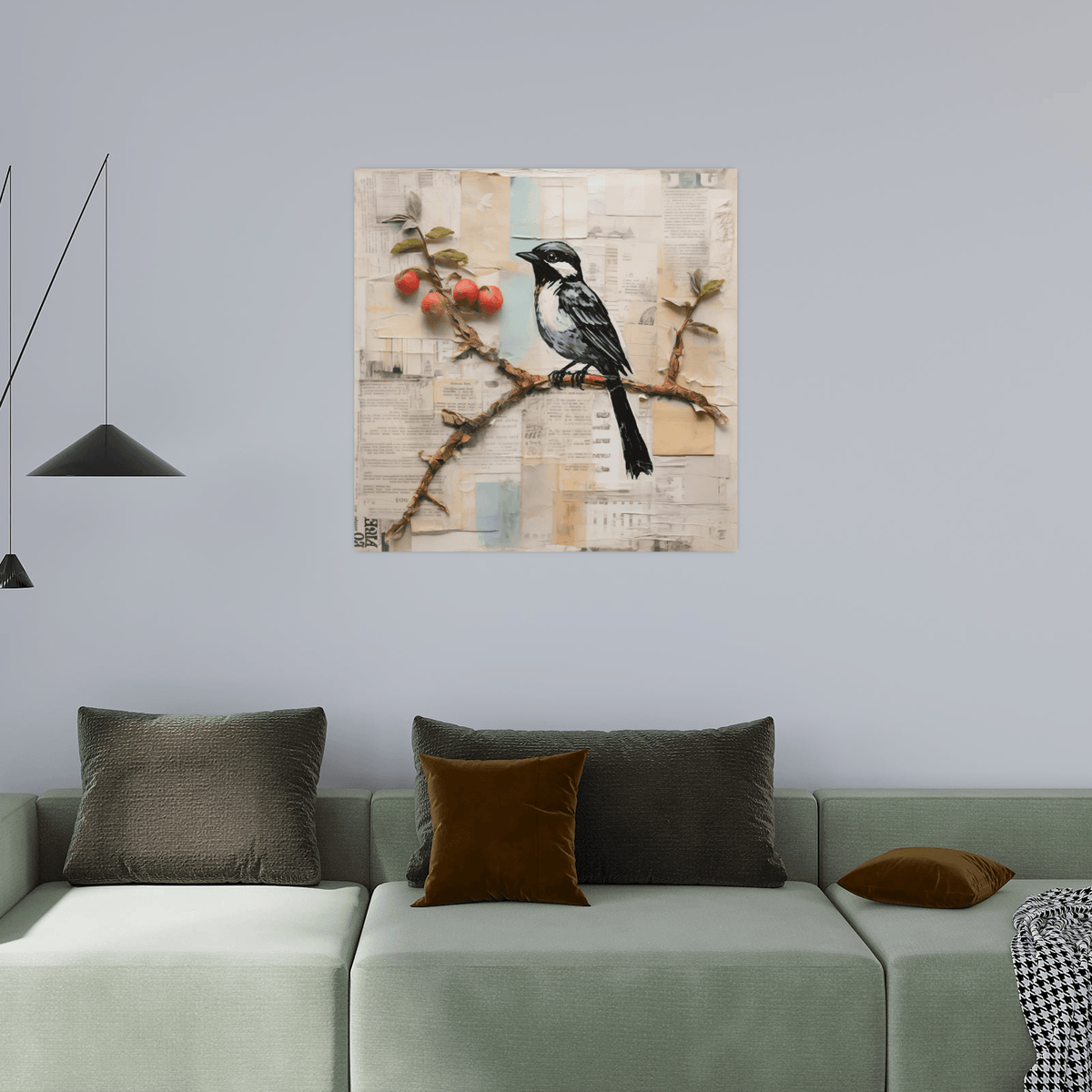 Bird on apple branch - ArtDeco Canvas