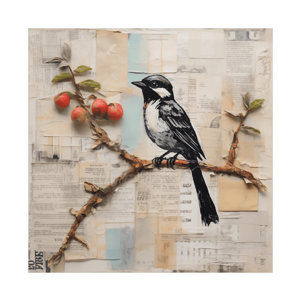 Bird on apple branch - ArtDeco Canvas