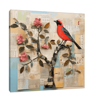 Bird on collage background - ArtDeco Canvas