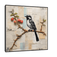 Bird with collage paper background - ArtDeco Canvas