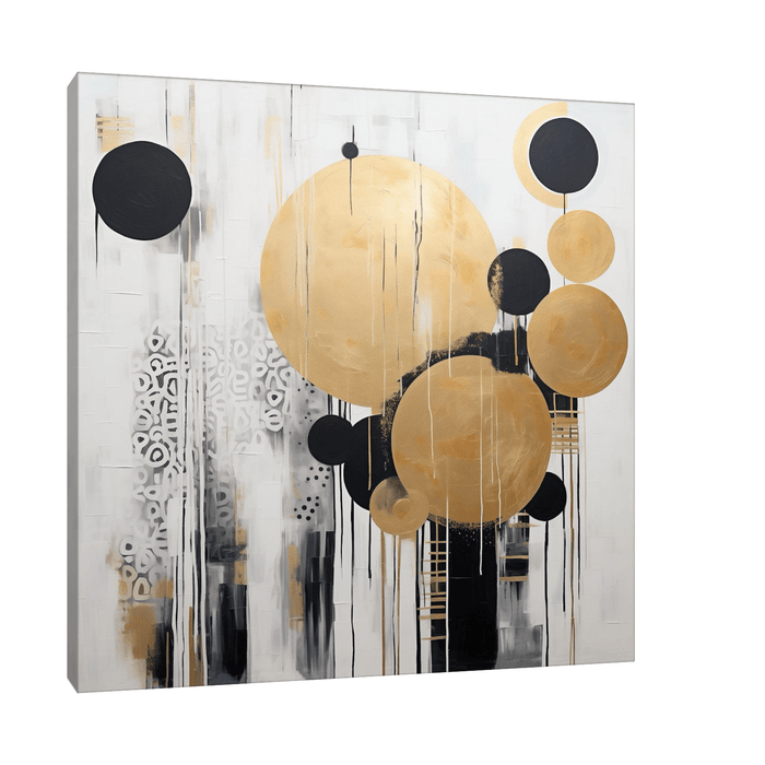 Black & Gold circles abstract - ArtDeco Canvas