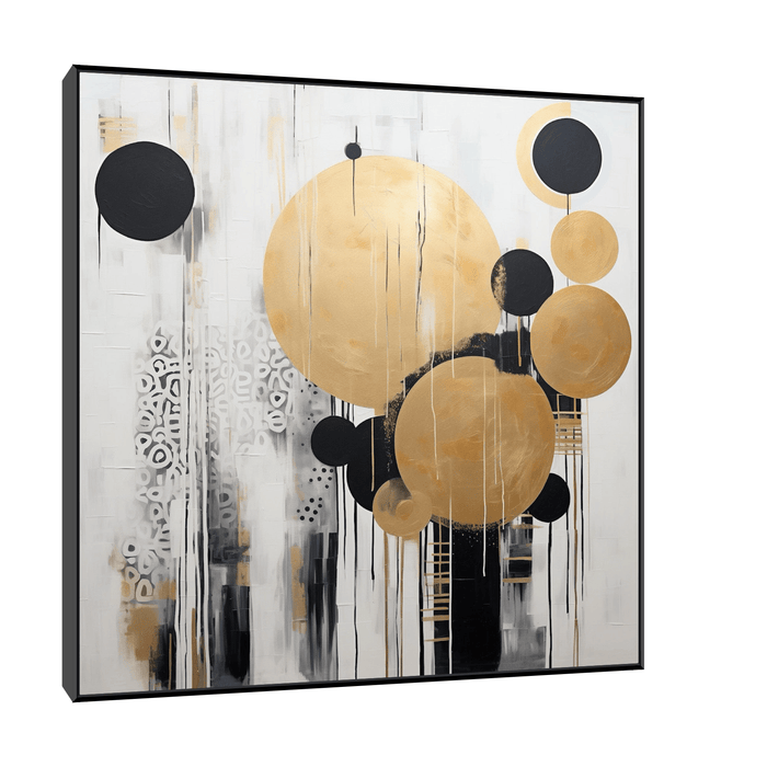 Black & Gold circles abstract - ArtDeco Canvas