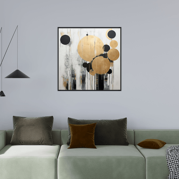 Black & Gold circles abstract - ArtDeco Canvas