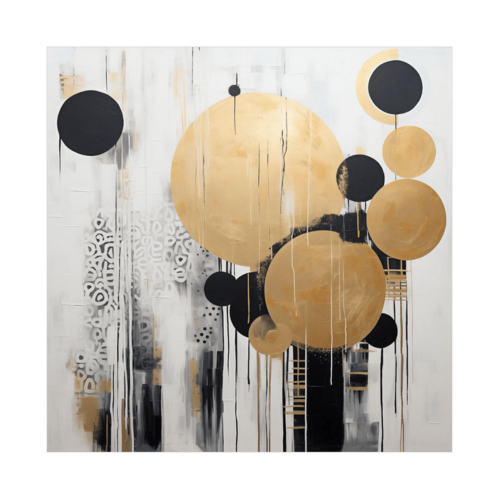 Black & Gold circles abstract - ArtDeco Canvas