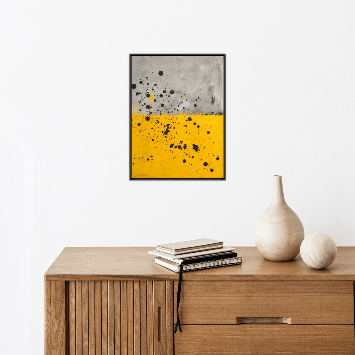 Black dots over yellow field - ArtDeco Canvas