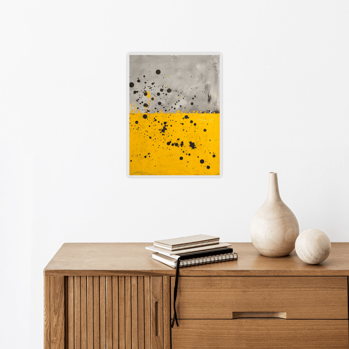 Black dots over yellow field - ArtDeco Canvas