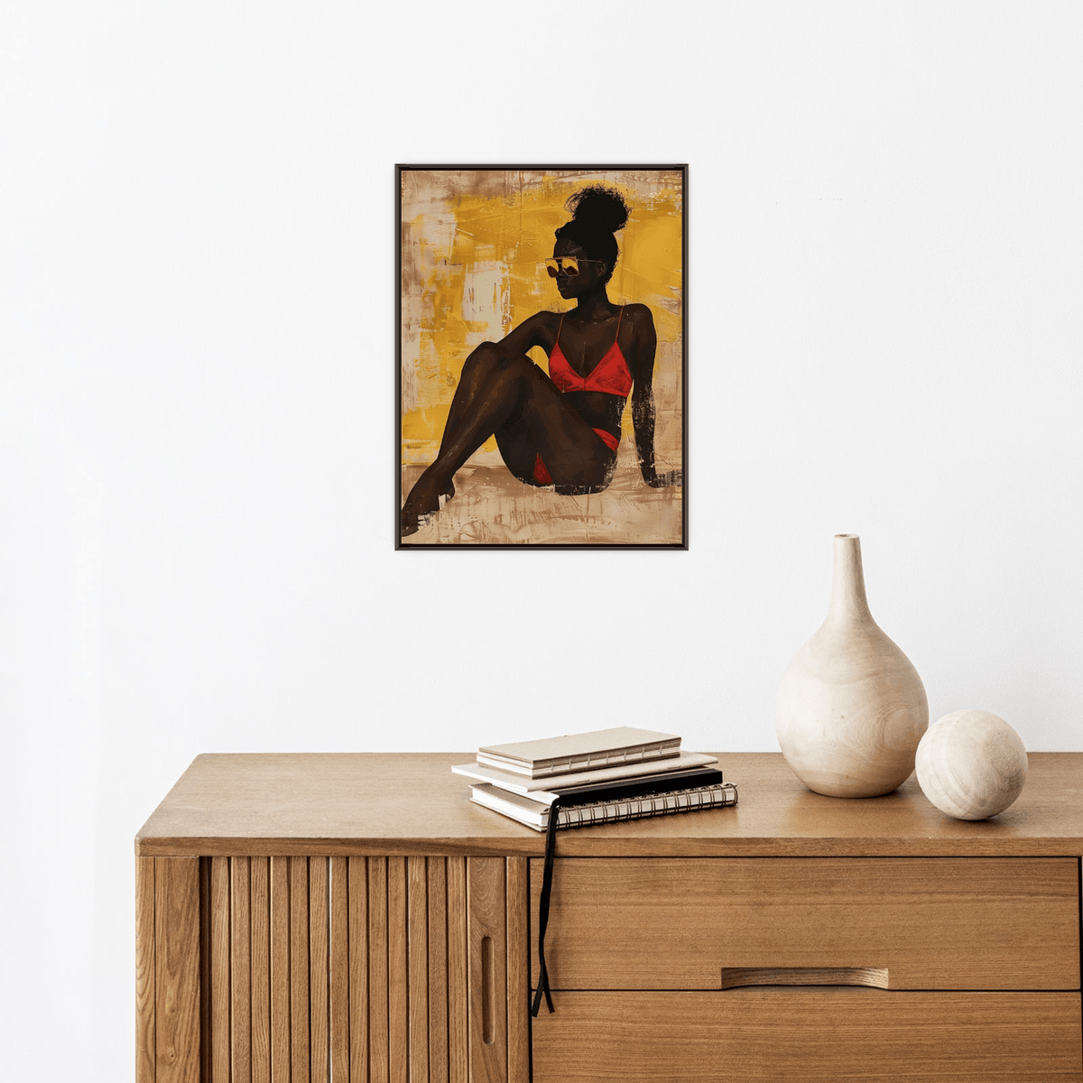 Black girl on the beach - ArtDeco Canvas