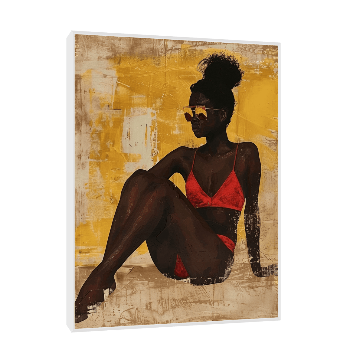 Black girl on the beach - ArtDeco Canvas