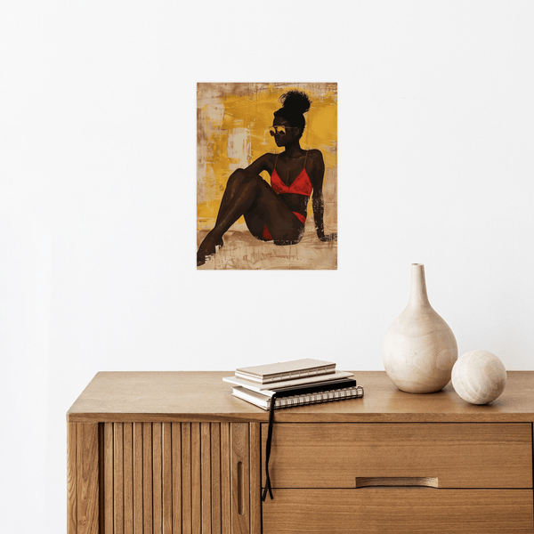 Black girl on the beach - ArtDeco Canvas