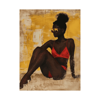 Black girl on the beach - ArtDeco Canvas