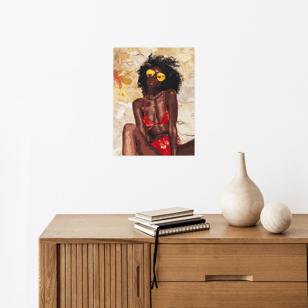 Black girl with yellow sunglasses - ArtDeco Canvas