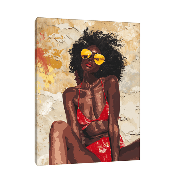 Black girl with yellow sunglasses - ArtDeco Canvas