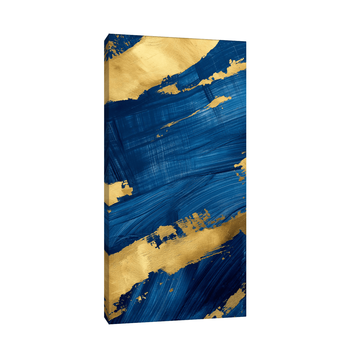 Blue and gold brush strokes ll - ArtDeco Canvas