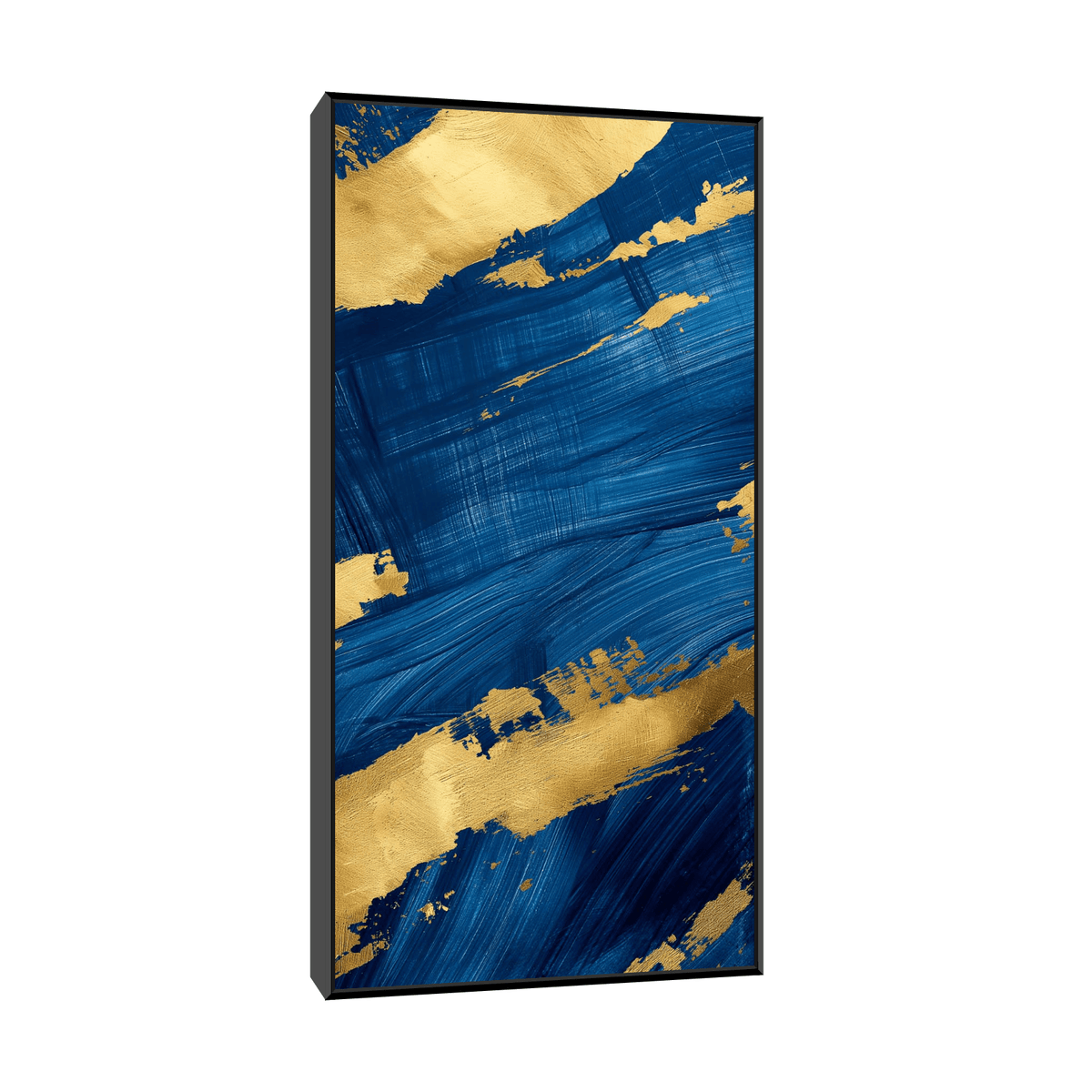 Blue and gold brush strokes ll - ArtDeco Canvas