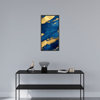 Blue and gold brush strokes ll - ArtDeco Canvas