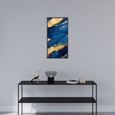 Blue and gold brush strokes ll - ArtDeco Canvas