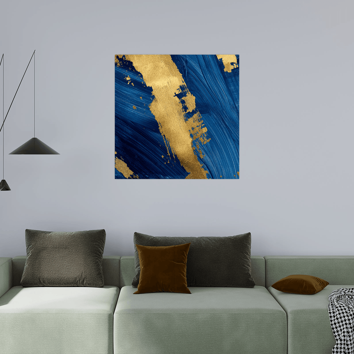 Blue and golden brushstrokes - ArtDeco Canvas