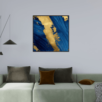 Blue and golden brushstrokes - ArtDeco Canvas