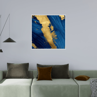 Blue and golden brushstrokes - ArtDeco Canvas