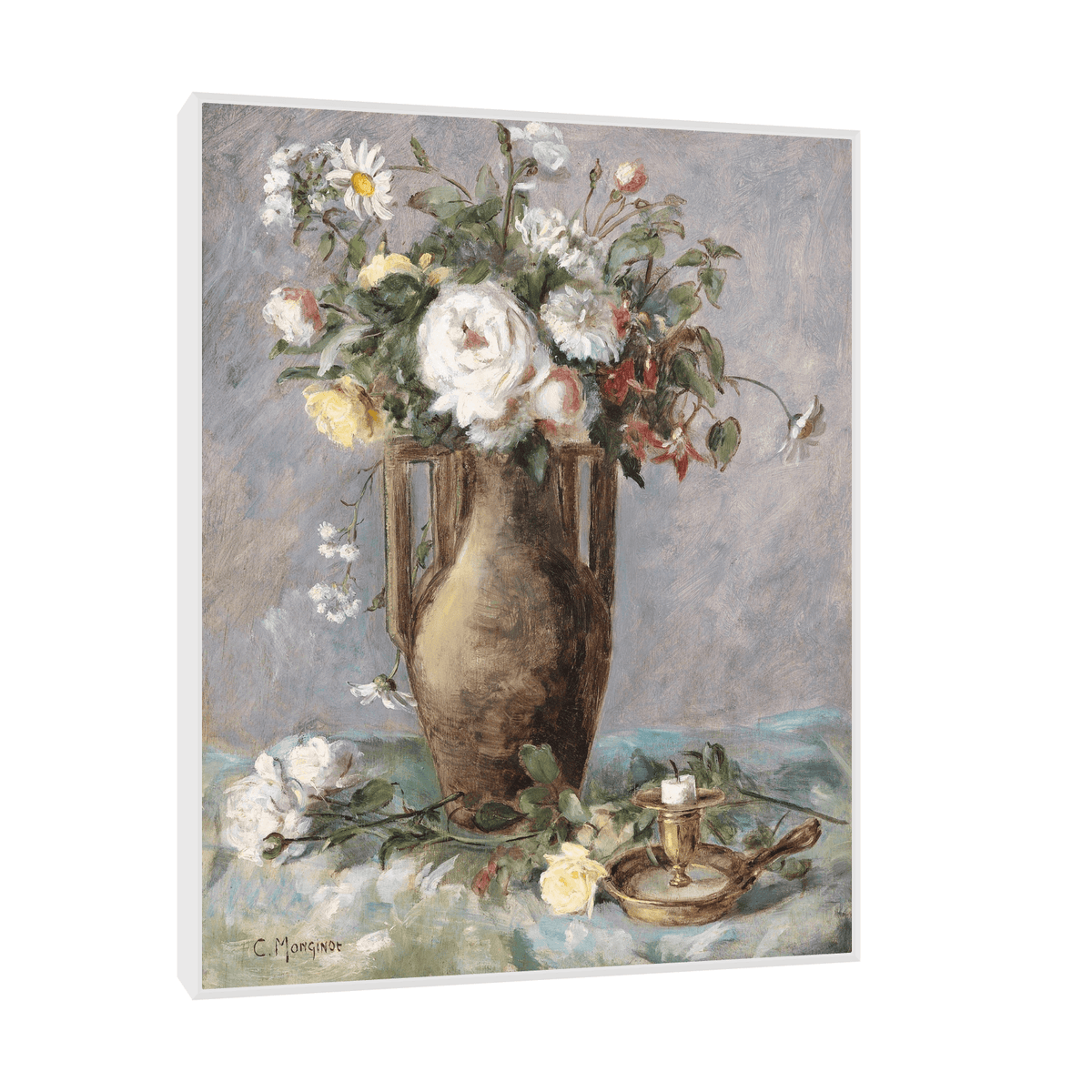 Blumenstück mit Kerzenhalter, Charles Monginot - ArtDeco Canvas