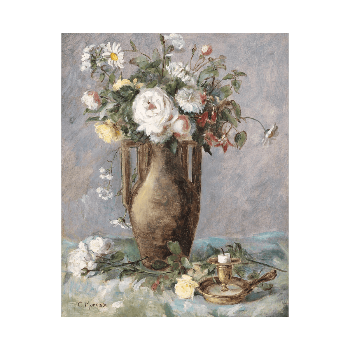 Blumenstück mit Kerzenhalter, Charles Monginot - ArtDeco Canvas