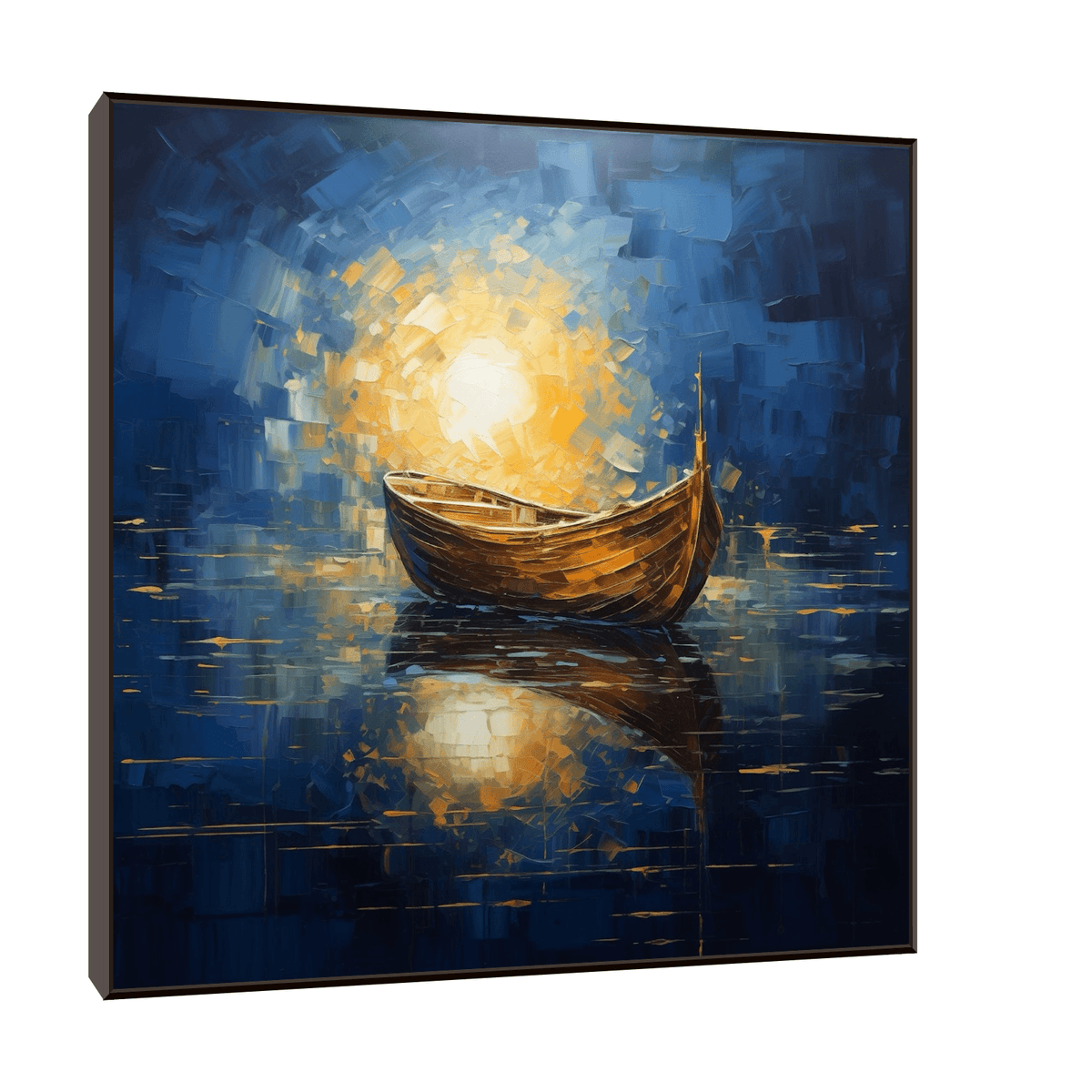 Boat at sea in the moonlight - ArtDeco Canvas