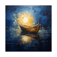 Boat at sea in the moonlight - ArtDeco Canvas