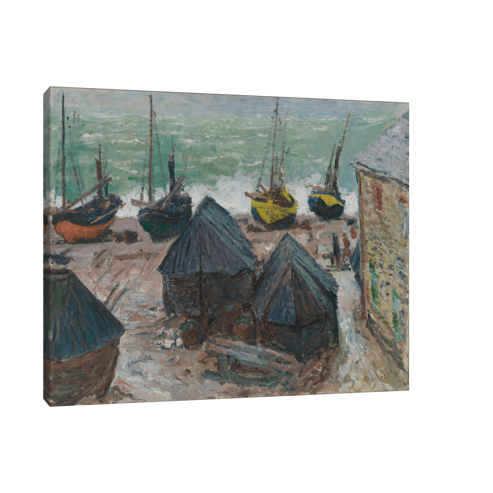 Boats on the Beach at Étretat, Claude Monet - ArtDeco Canvas