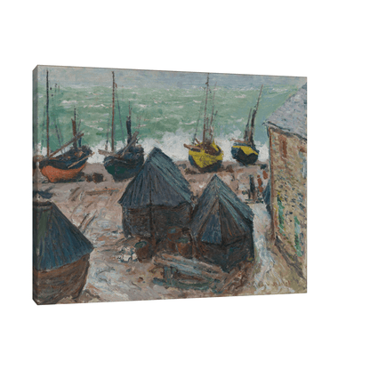 Boats on the Beach at Étretat, Claude Monet - ArtDeco Canvas