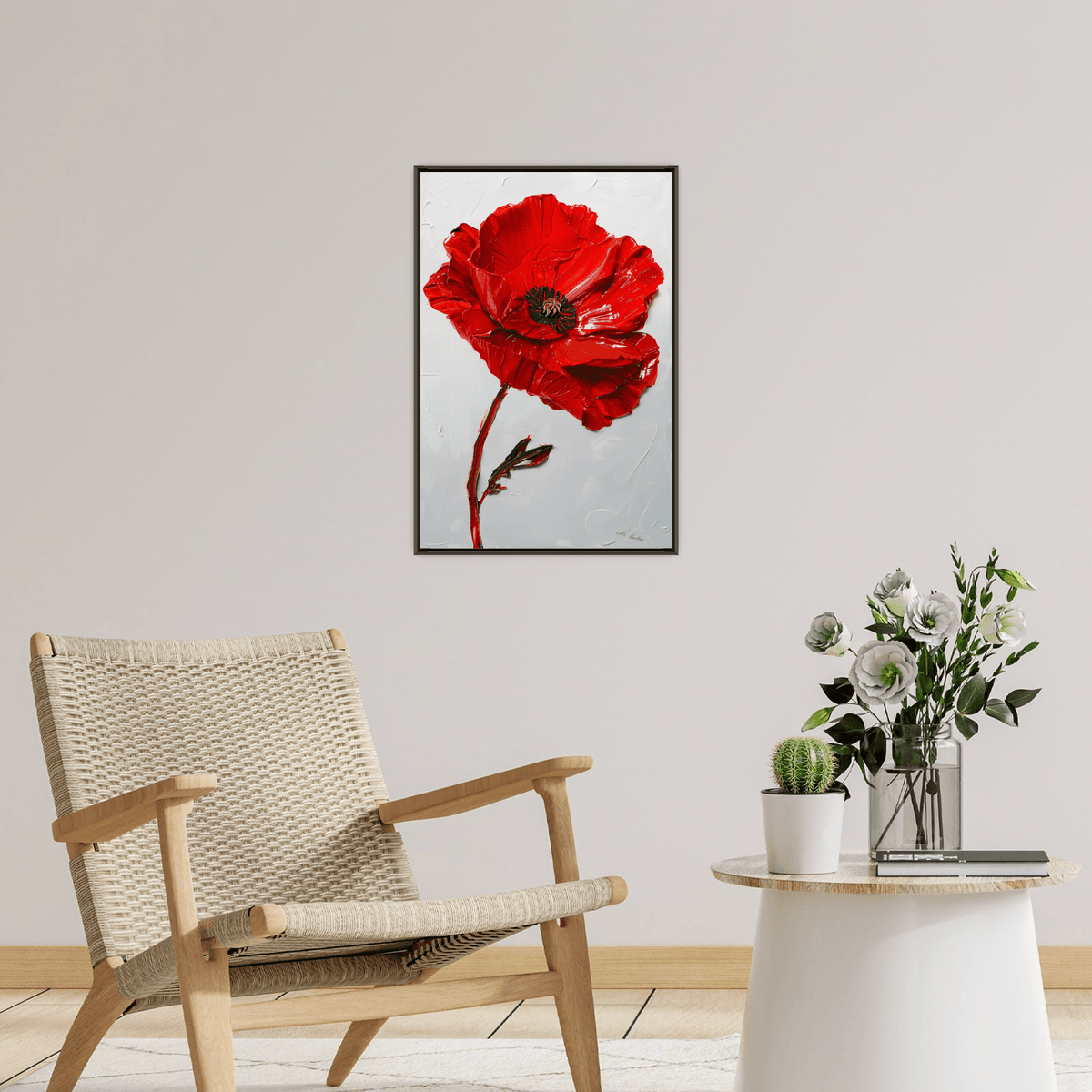 Bright red flower - ArtDeco Canvas