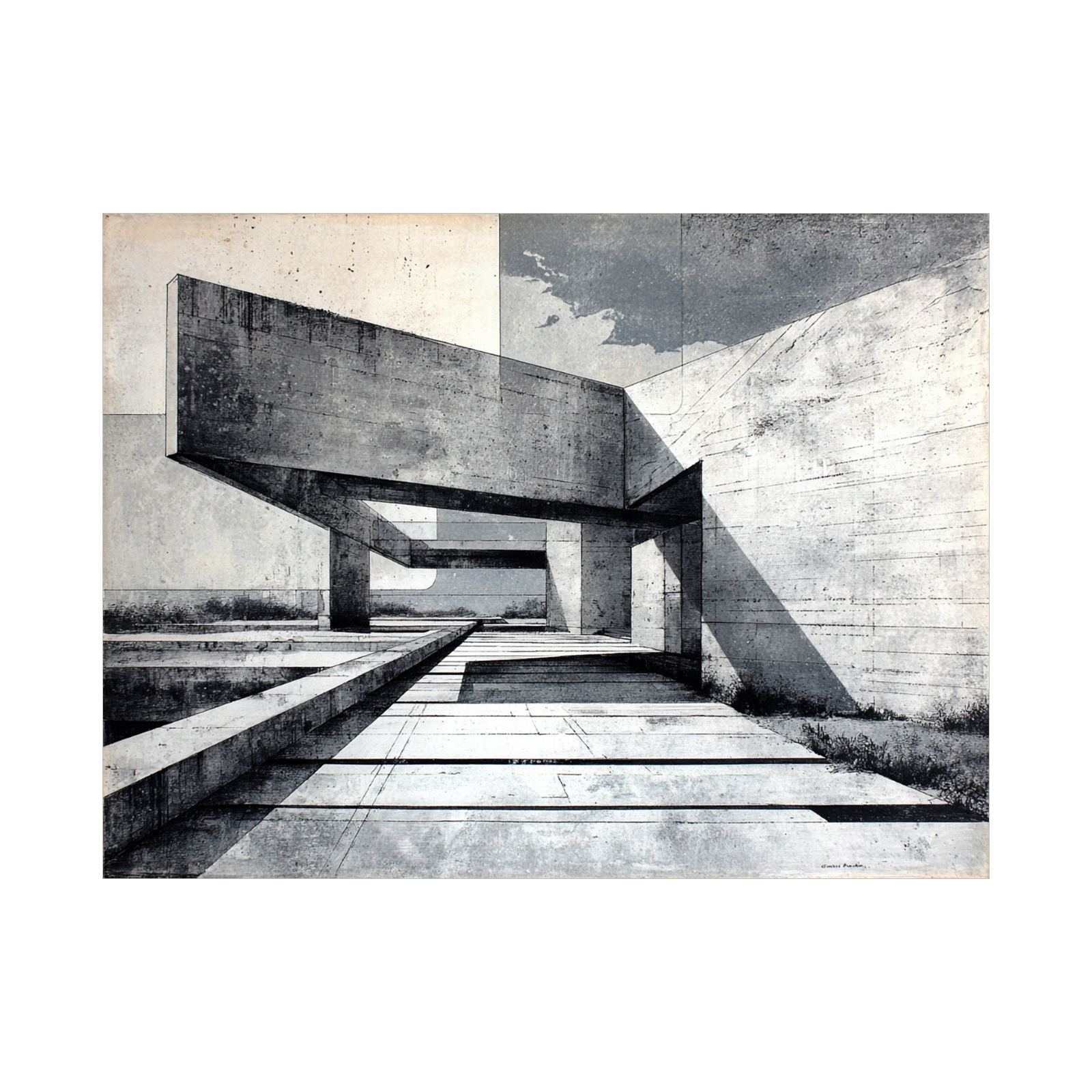 Brutalist Architecture Drawing