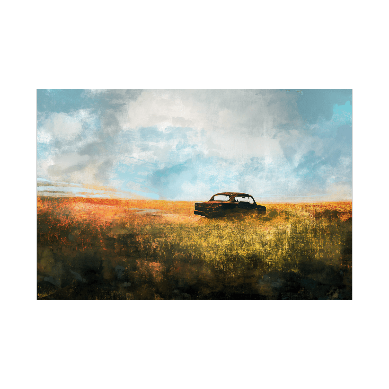Car in the field - ArtDeco Canvas