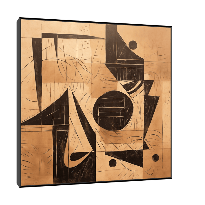 Charcoal abstract drawing on brown paper - ArtDeco Canvas