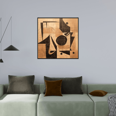 Charcoal abstract drawing on brown paper - ArtDeco Canvas