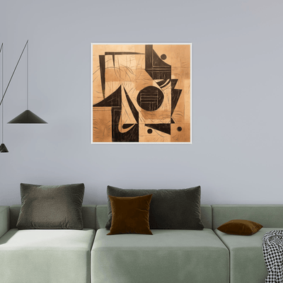 Charcoal abstract drawing on brown paper - ArtDeco Canvas