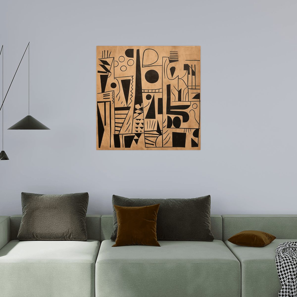 Charcoal shapes drawing - ArtDeco Canvas