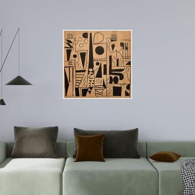 Charcoal shapes drawing - ArtDeco Canvas