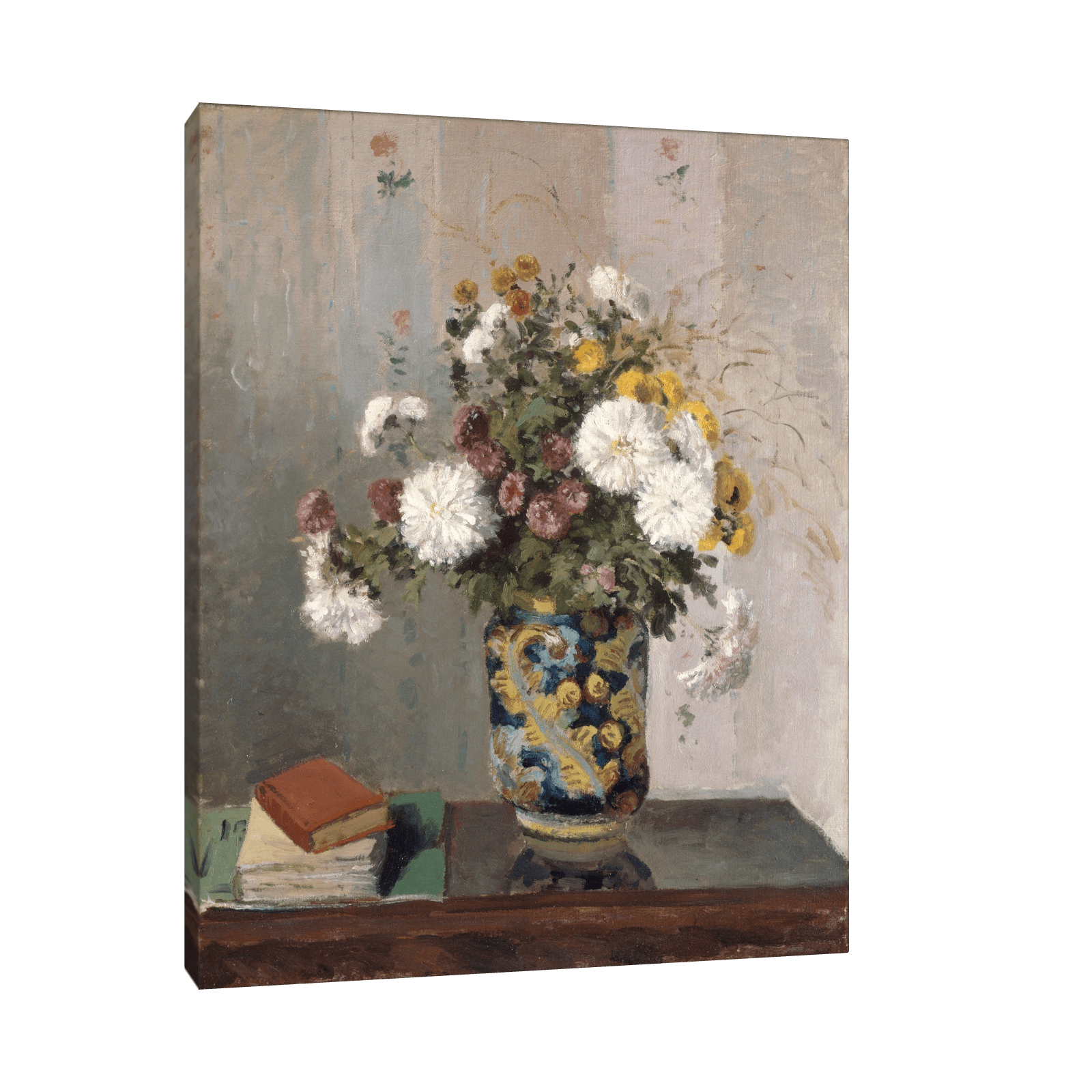 Chrysanthemums in a Chinese Vase, Camille Pissarro - ArtDeco Canvas