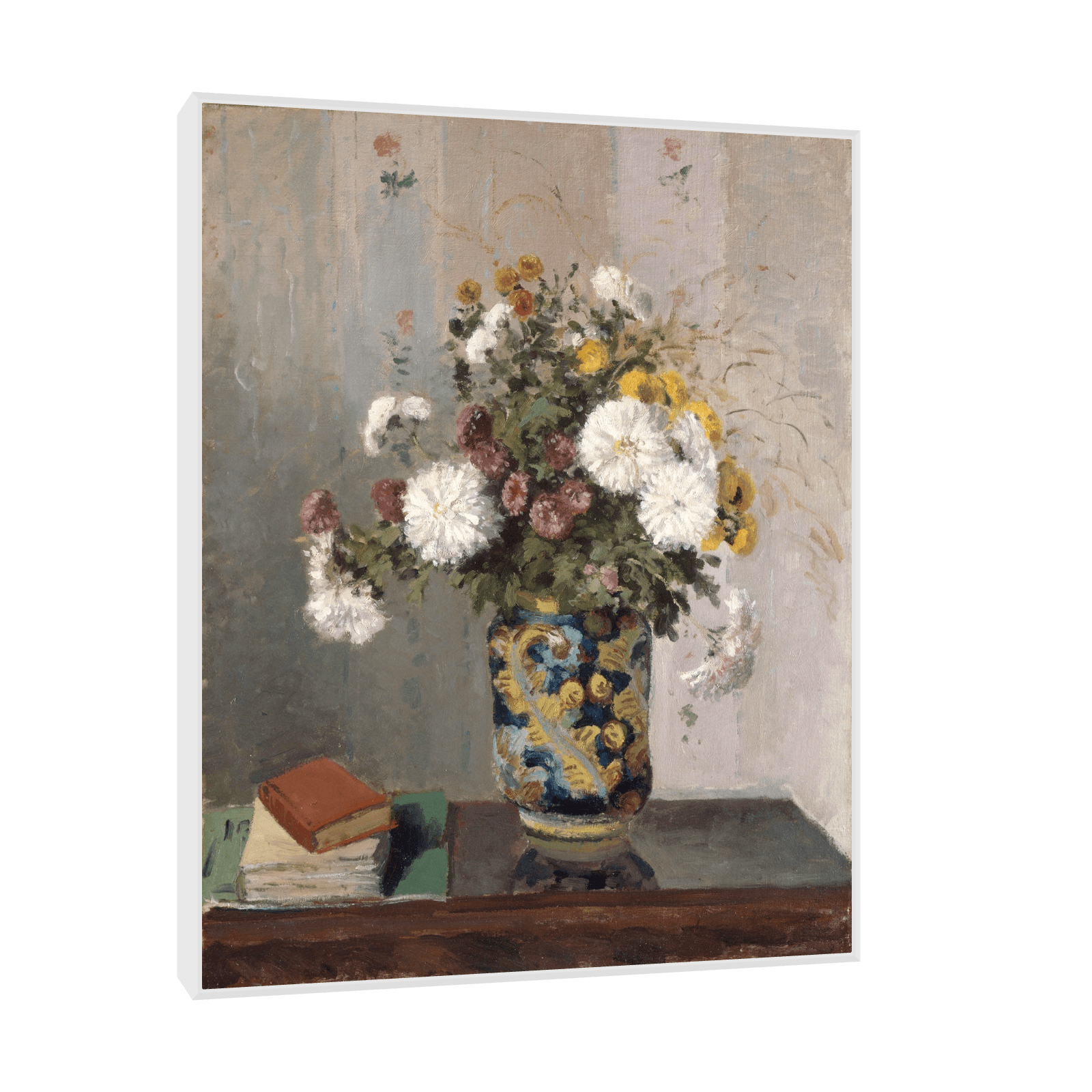 Chrysanthemums in a Chinese Vase, Camille Pissarro - ArtDeco Canvas