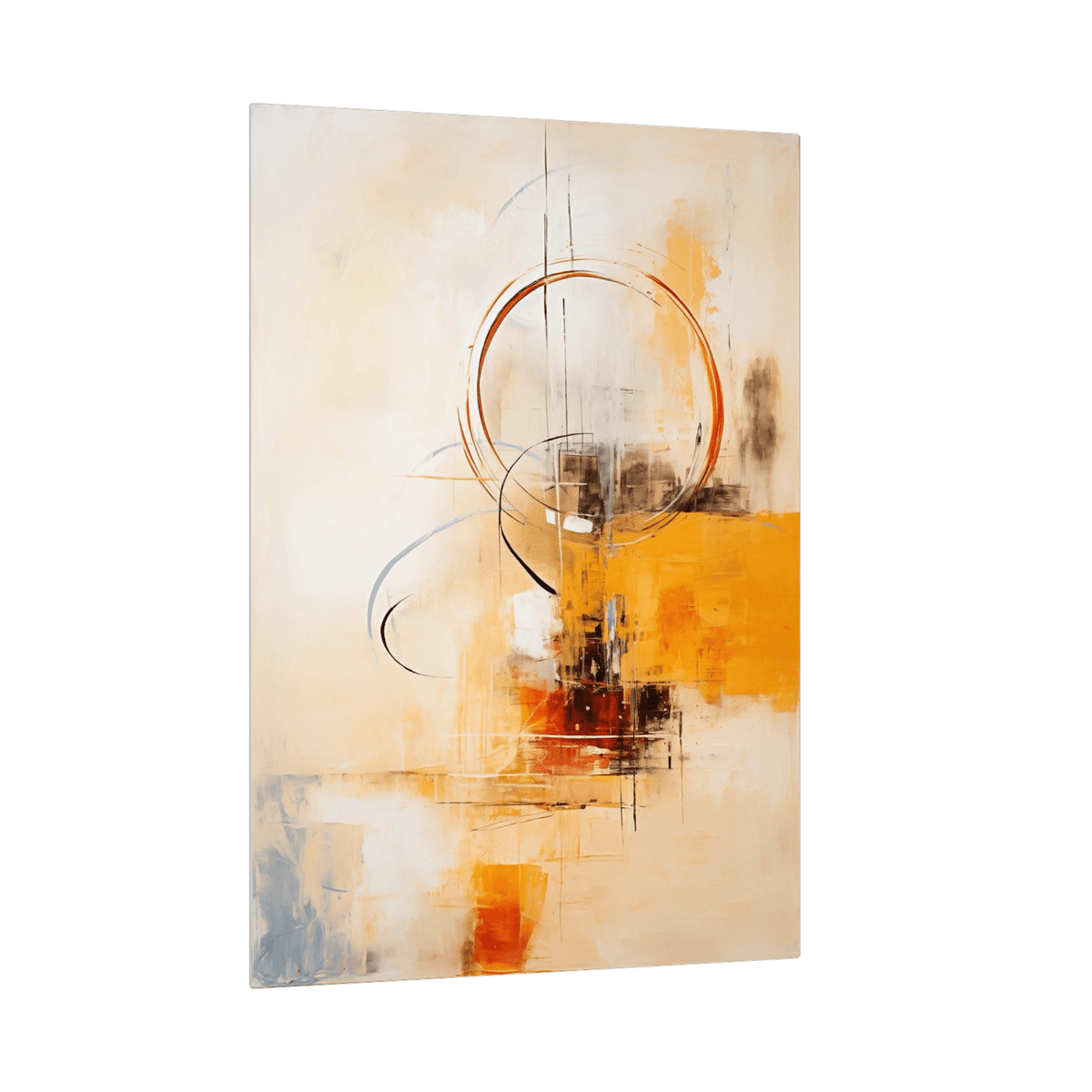 Circular motions on beige - ArtDeco Canvas