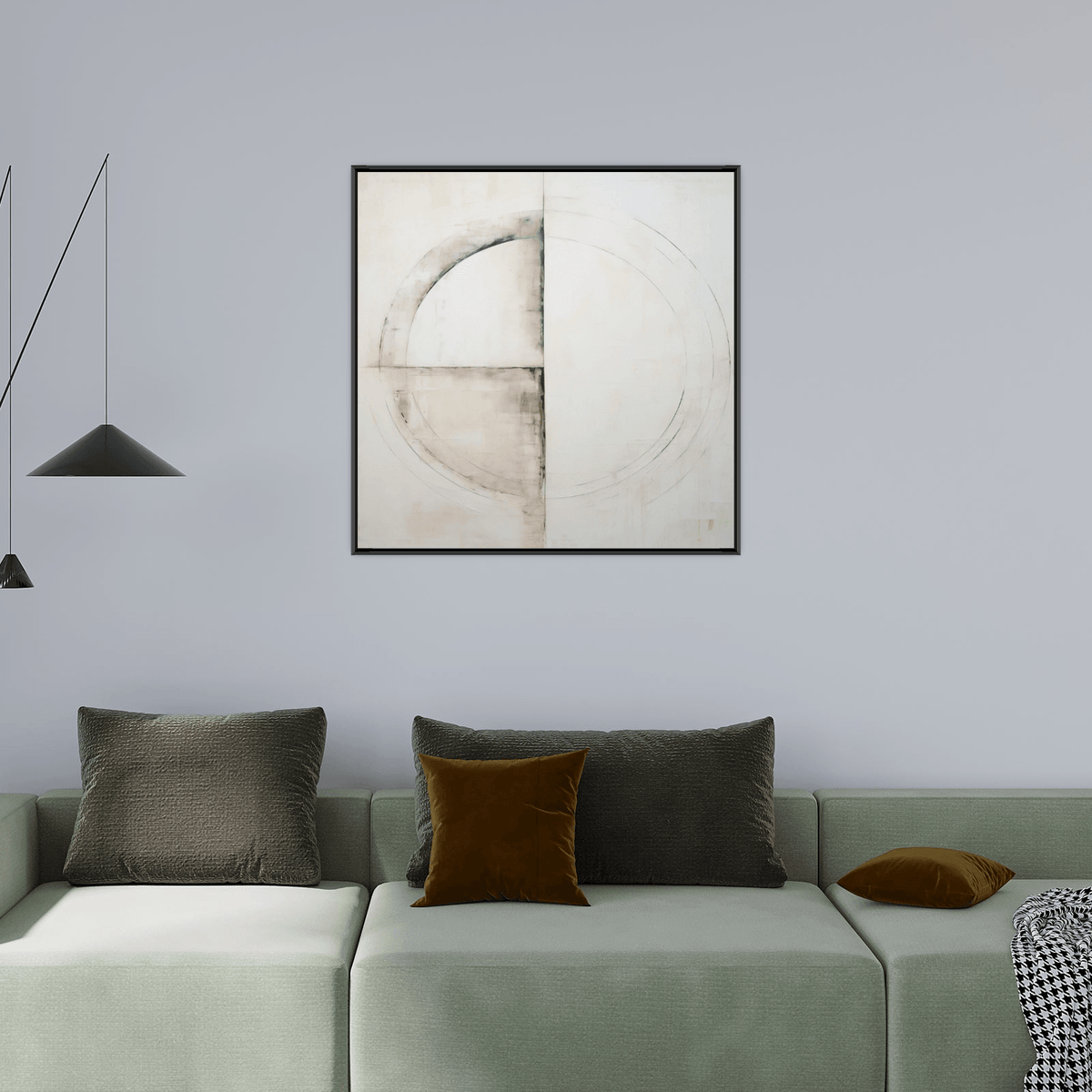 Circular symmetry on beige - ArtDeco Canvas