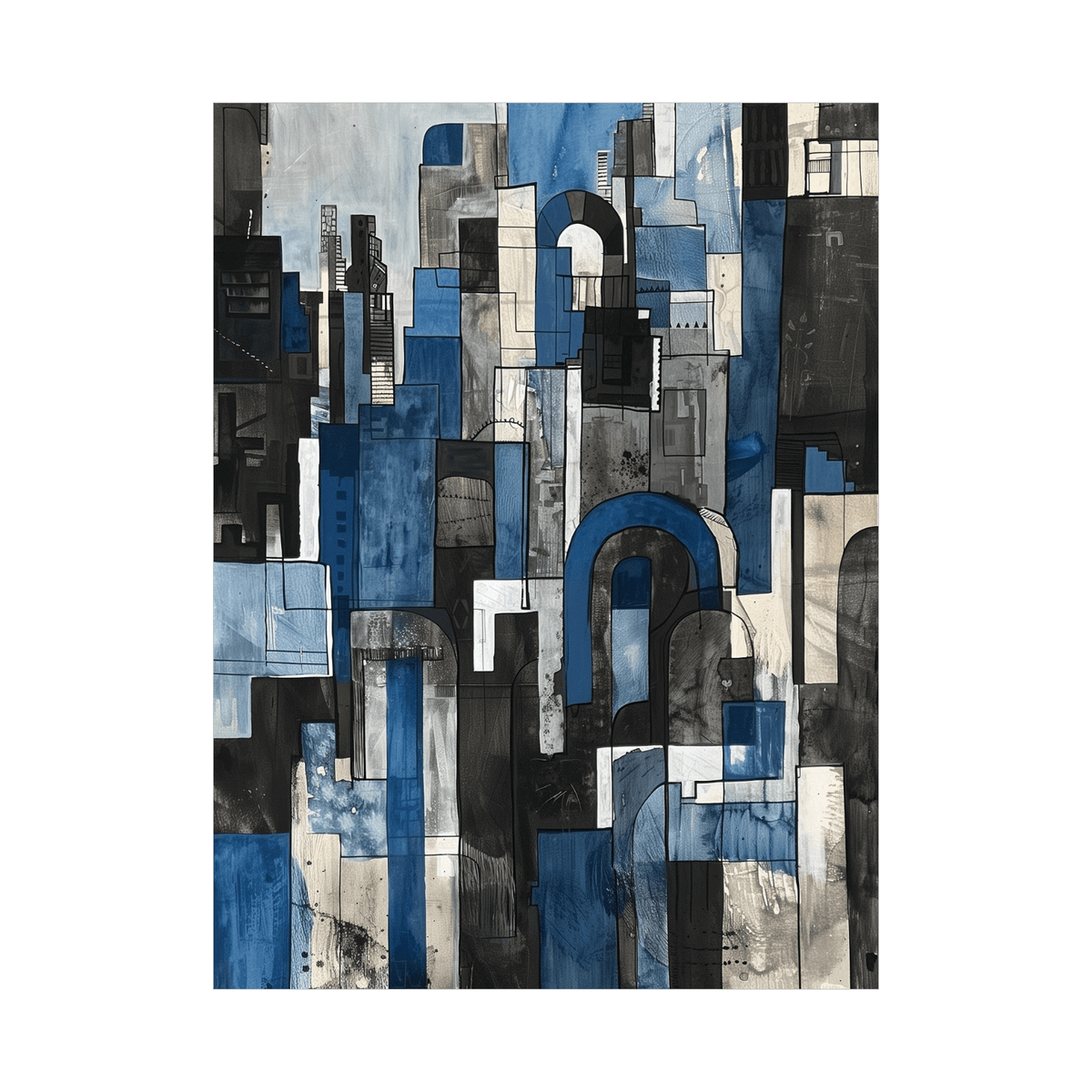 City in blue - ArtDeco Canvas