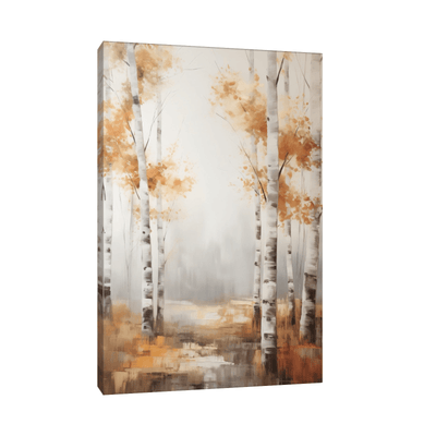 Cold autumn morning in birch forest - ArtDeco Canvas