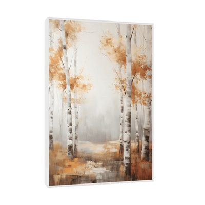 Cold autumn morning in birch forest - ArtDeco Canvas