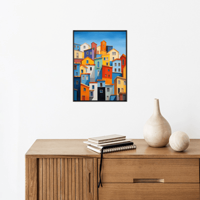 Colorful buildings under blue sky - ArtDeco Canvas